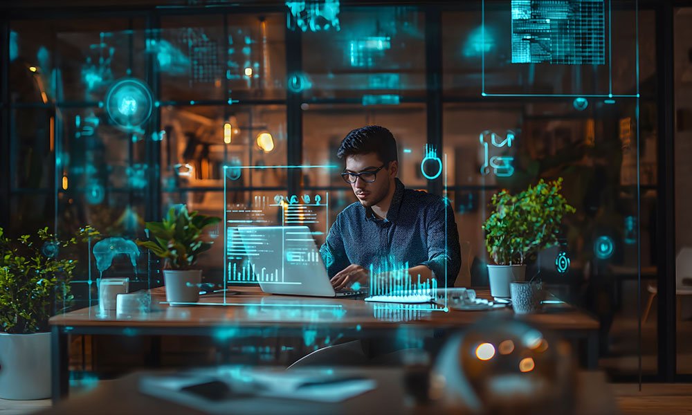 a meta ad manager is working on laptop